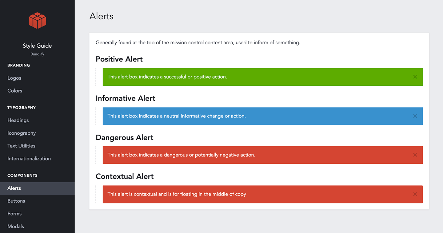 Alerts in a Style Guide