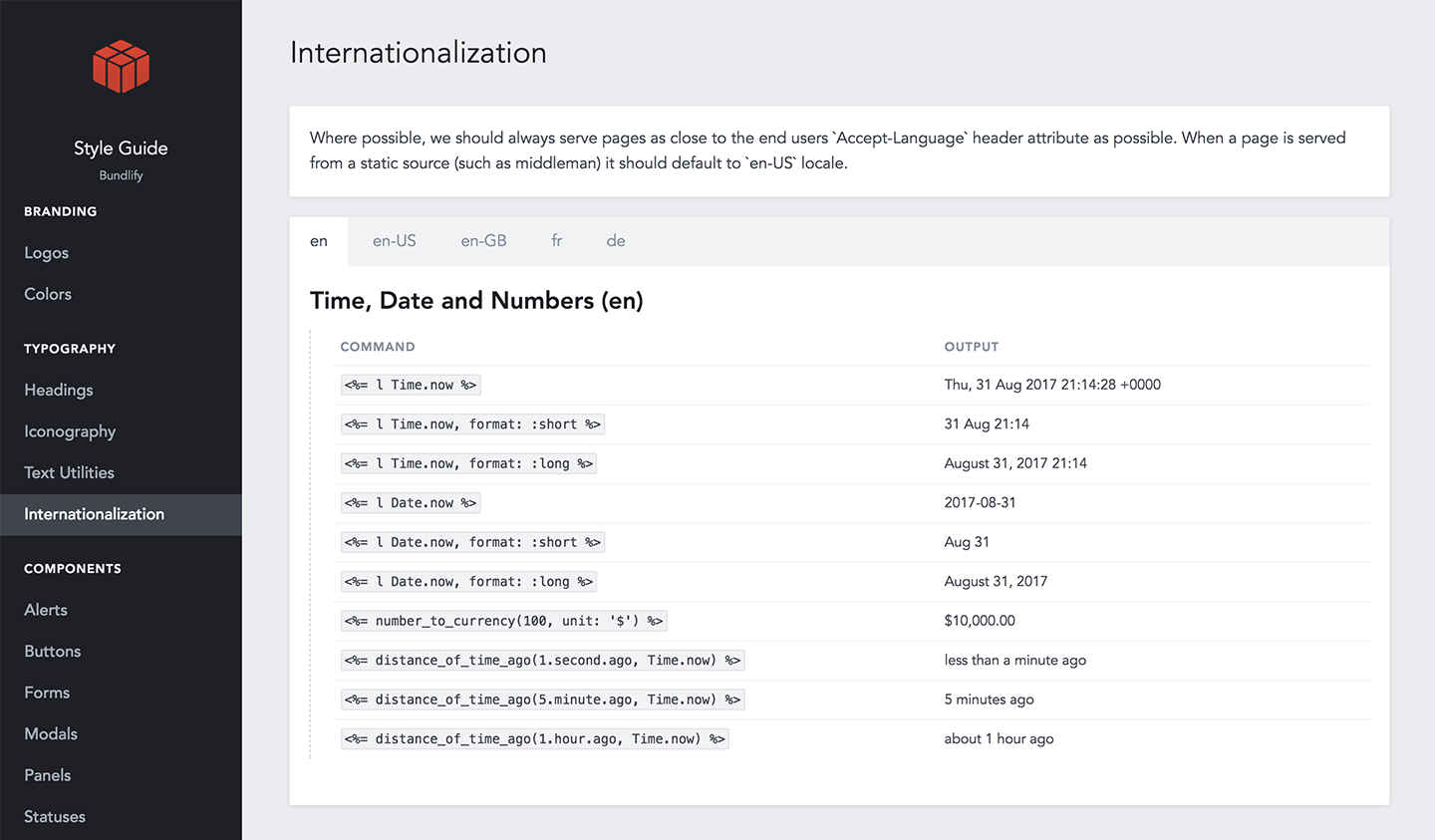 Internationalization in a Style Guide