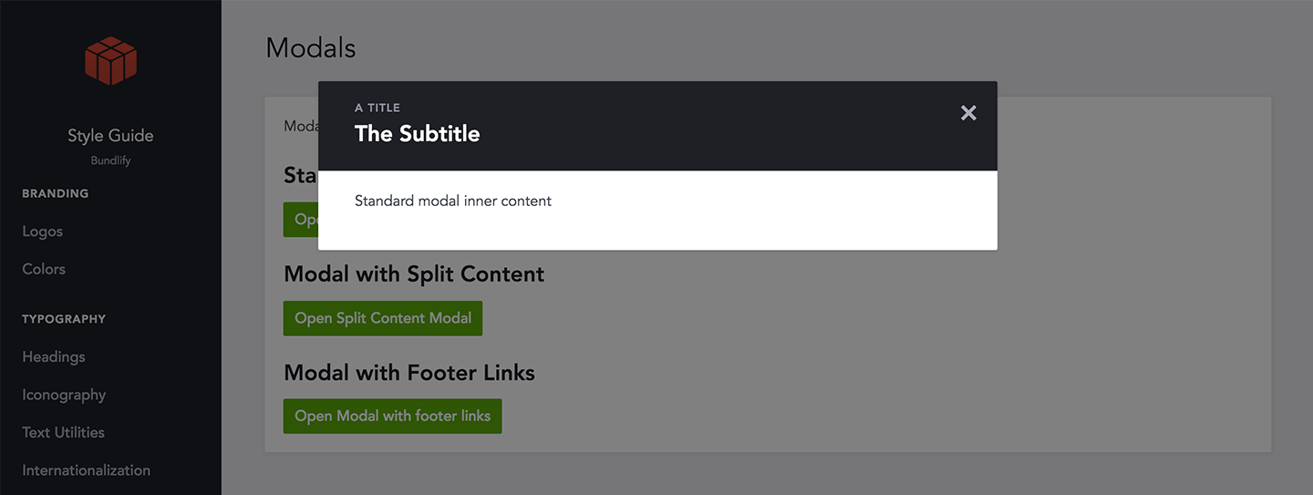 Modals in a Style Guide