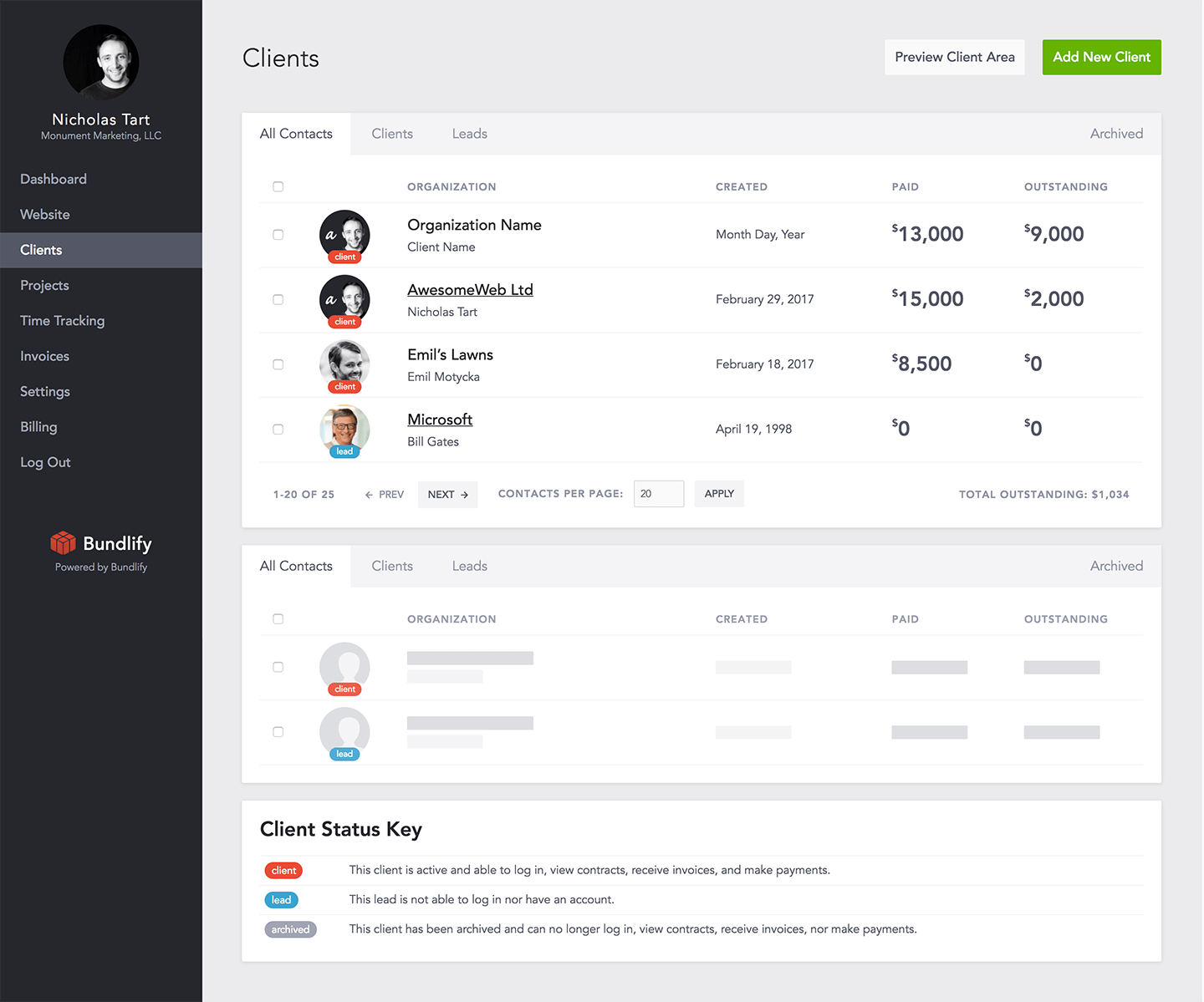 MVP Mission Data Table Mockup