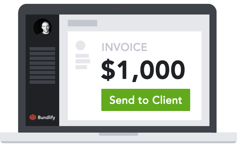 A laptop screenshot showing sending an invoice